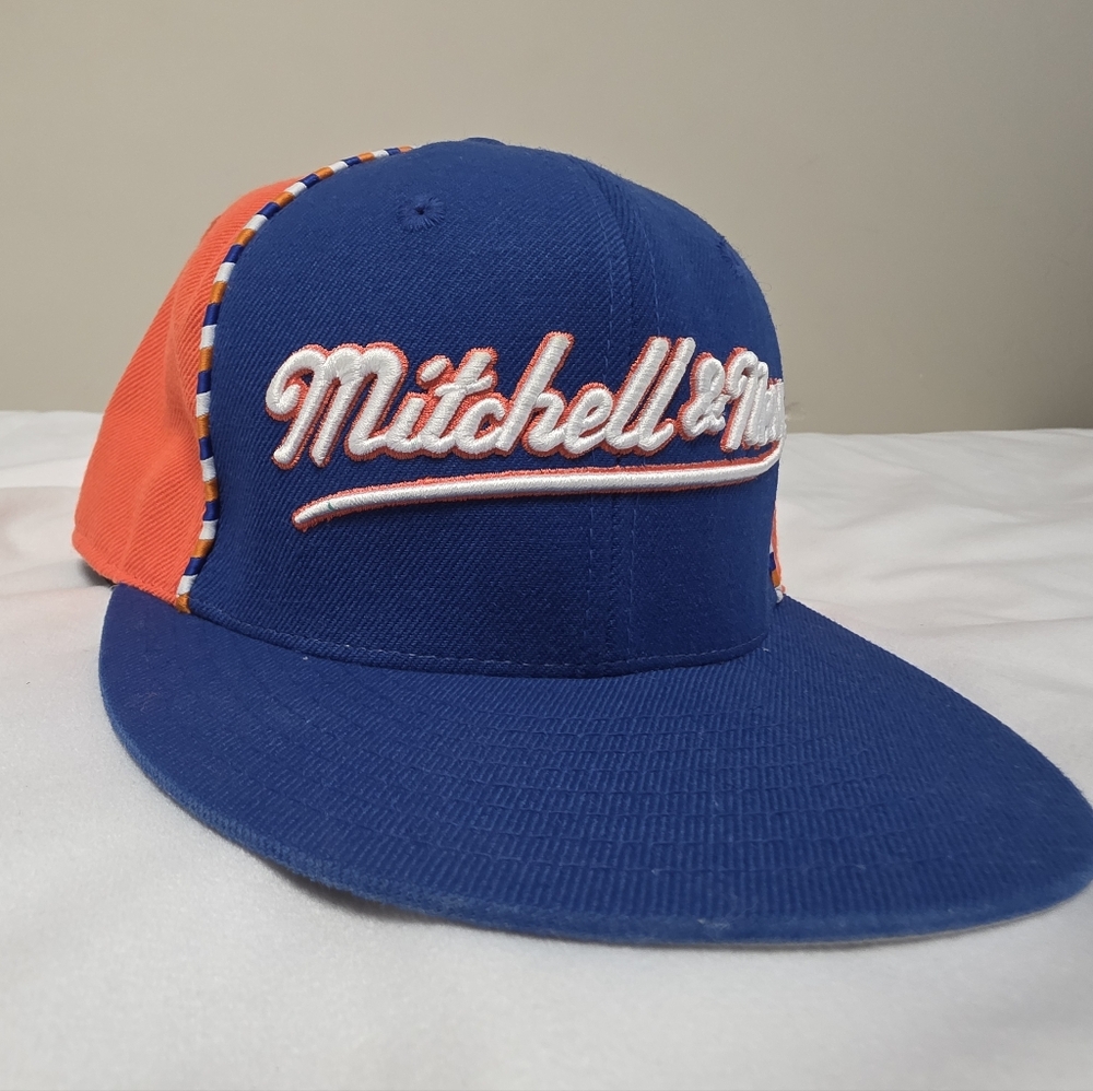 Mitchell & Ness Fitted 7 1/2 Orange & Blue Baseball Cap Hat